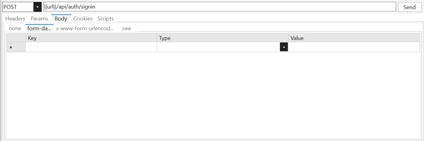 form-data body with file upload